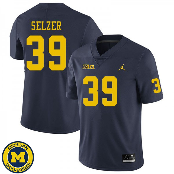 Men's University of Michigan #39 Alan Selzer Navy NCAA Football Jersey